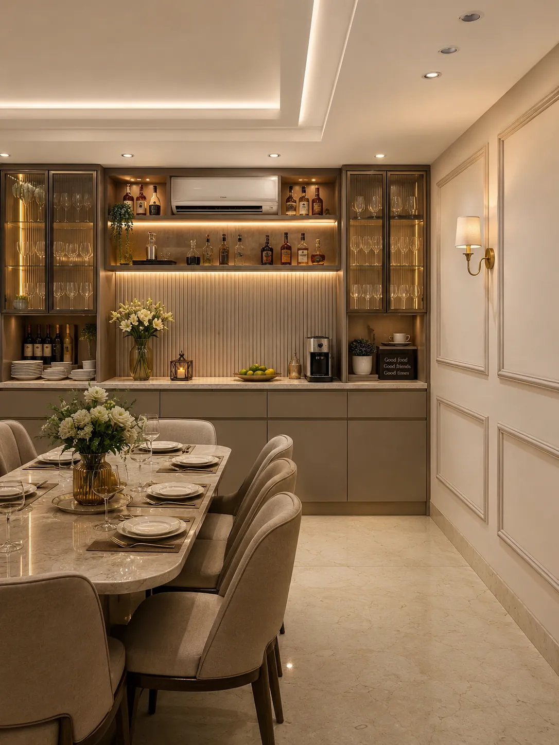 Dining area with crockery unit